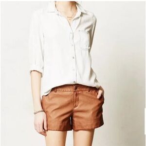 Pilcro and the Letterpress faux leather brown shorts size 28